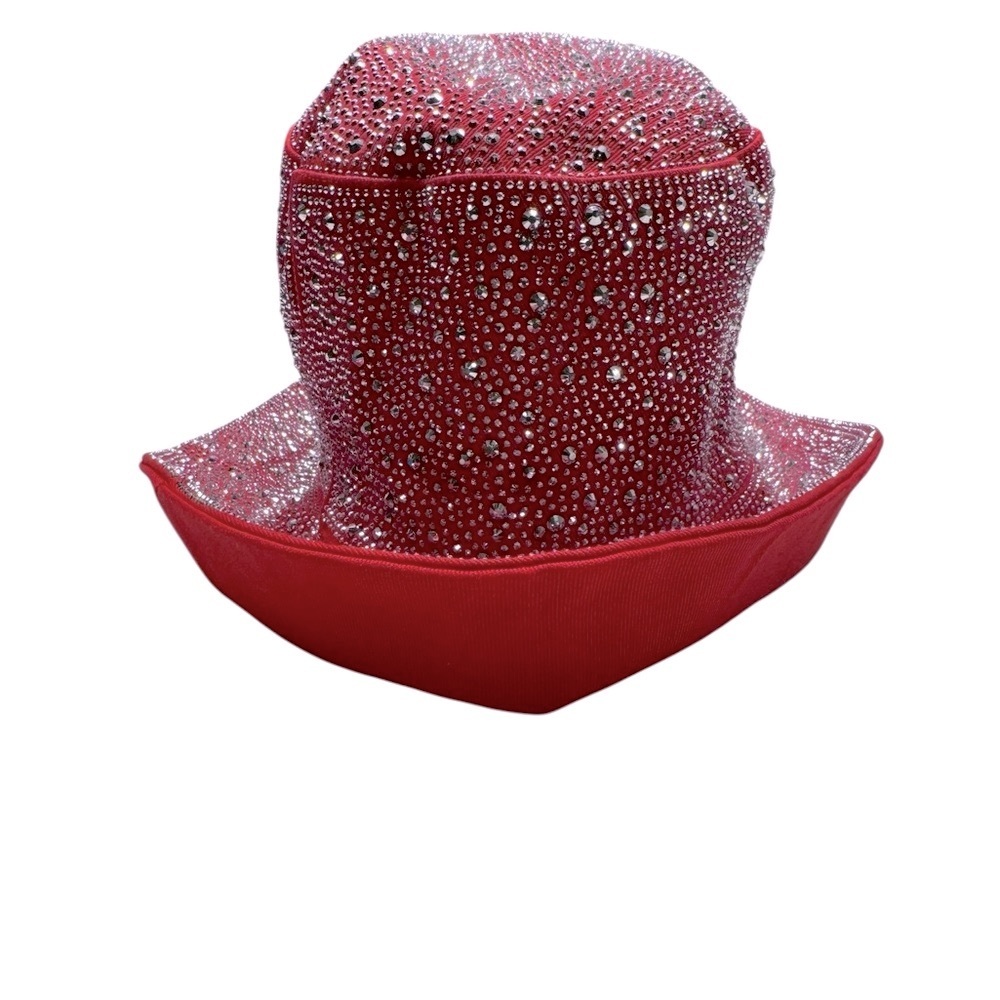 Dazzling Red and Silver Crystals Bucket Hat NWOT - Picture 6 of 8